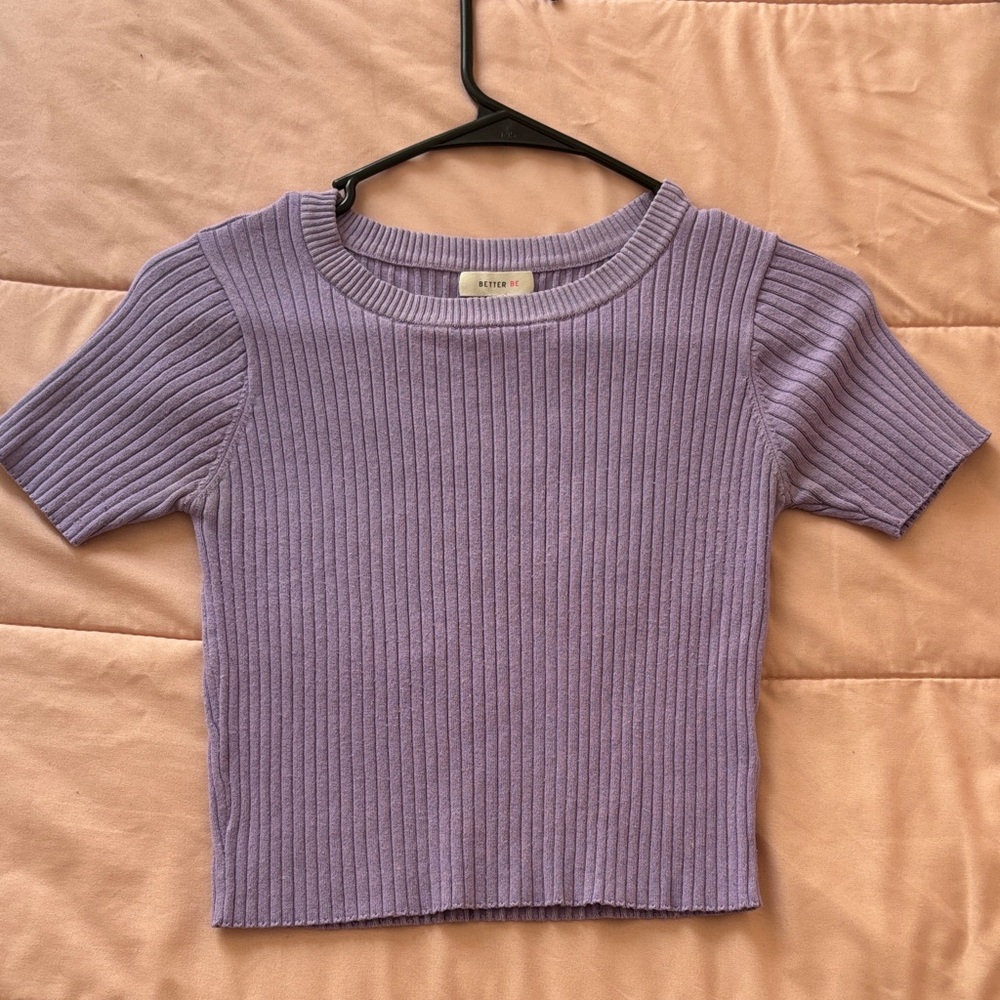 Better Be Lavender Ribbed Knit Tee